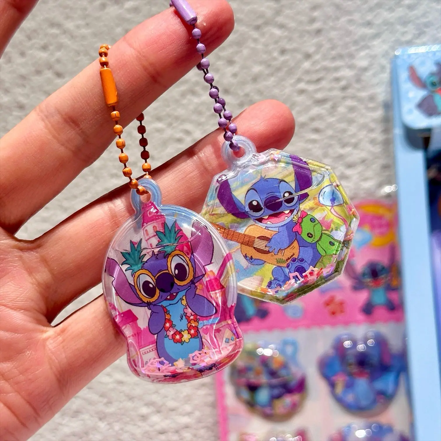 Pegatinas Kawaii de dibujos animados de Disney Stitch 3D para sacudir agua, pegatinas bonitas, papelería decorativa, regalo, suministros escolares, 24 Uds.