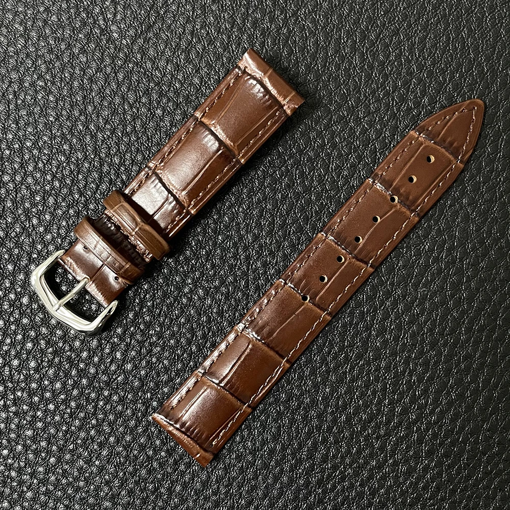 STEELFLIER Official Luxury 19MM Width Leather Watch Strap SF791 Coffee Brown Black Watchband SF19PD Free Shipping