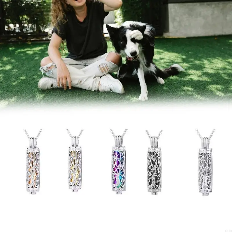 Pet Ashes Necklace Locket Necklace for Animal Pet Mom Locket for Ashes/Hair Carved Tree Necklace for Ashes/Hair 