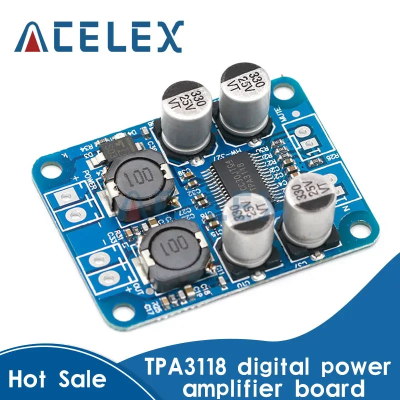 DC8-24V TPA3118 PBTL 60W Mono Digital Audio Amplifier Board AMP Module Chip 1X60W 4-8 Ohms Replace TPA3110 For Arduino