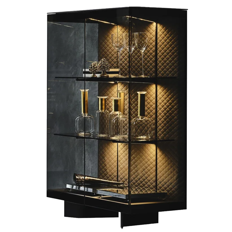 steel wall wine rack floor-to-ceiling vertical European light luxury living room home high-end modern simplicity