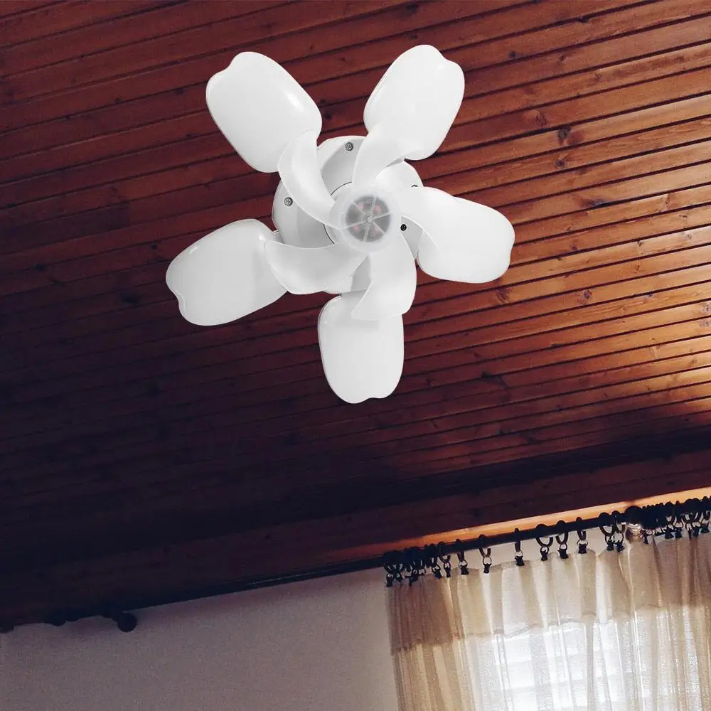 

Silent E27 Ceiling Fan Light Five leaf 50W Foldable Fan Lamp 3 Speed Adjustable Eye Protection Electric Fan Chandelier