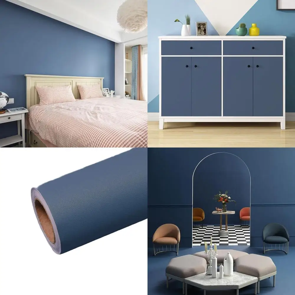 

Self-Adhesive Matte Navy Blue Wallpaper, 23.6 x 474, Waterproof for Cabinet & Furniture Renovation