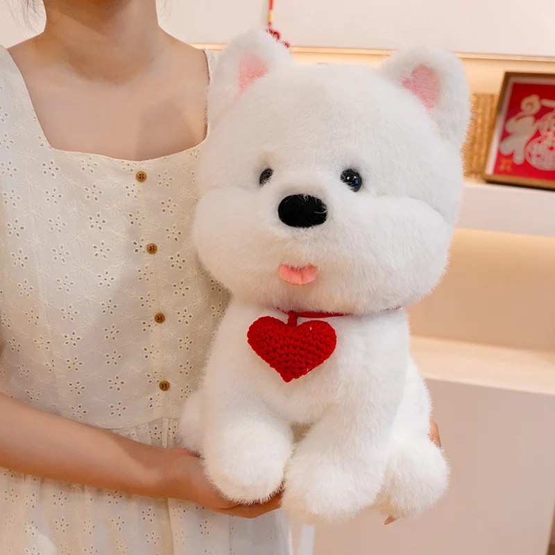 

Kawaii West Highland Terrier Plushie Soft Stuffed Puppy Toy Heart-Shaped White Dog Cartoon Animal Pillow Appease Doll for Kids