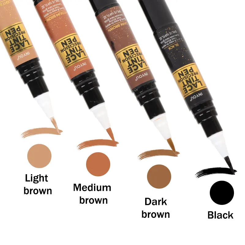 Tinted Lace Wig Knots Concealer Pen And Brush Set - Light Medium Dark Brown Lace Tint Pen Blends Natural Skin Tone Tinting Pen