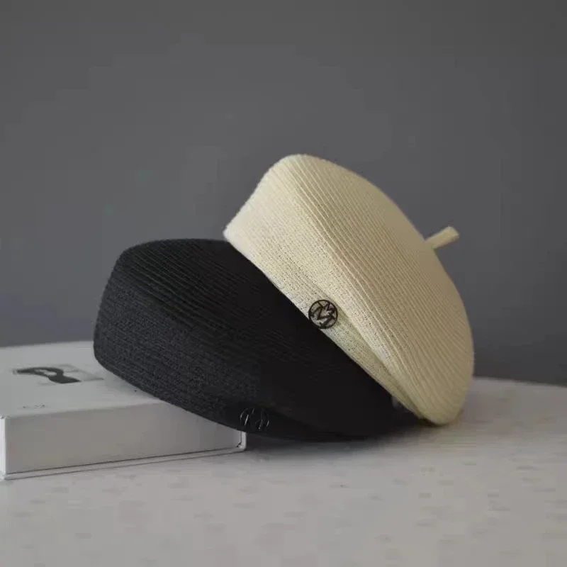 

Изысканный соломенный берет с надписью Fedoras для женщин, повседневная шляпа художника, элегантная и стереотипная, ретро-мода, летний туризм, оптовая продажа