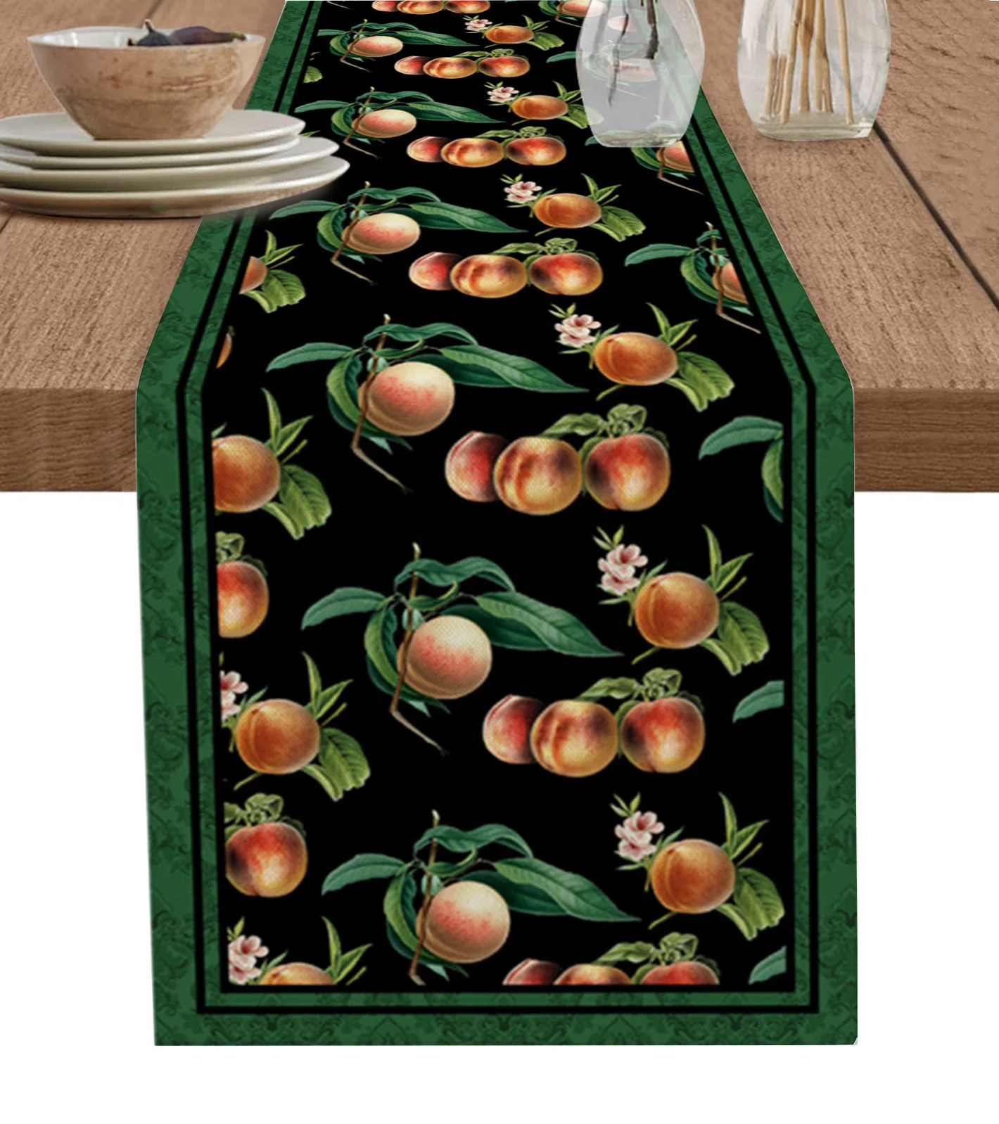 

Vintage Textured Plant Fruit Peach Table Runner Decoration Home Decor Dinner Table Decoration Table Decor