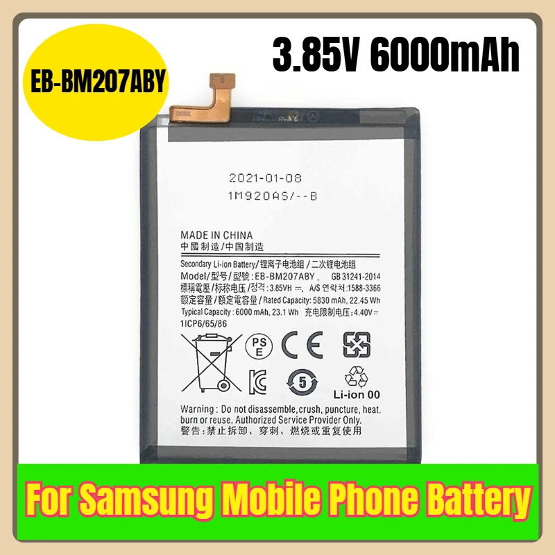 

EB-BM207ABY 3.85V 6000mAh Mobile Phone Battery for Samsung Galaxy M30S M307 M307F M31 M315