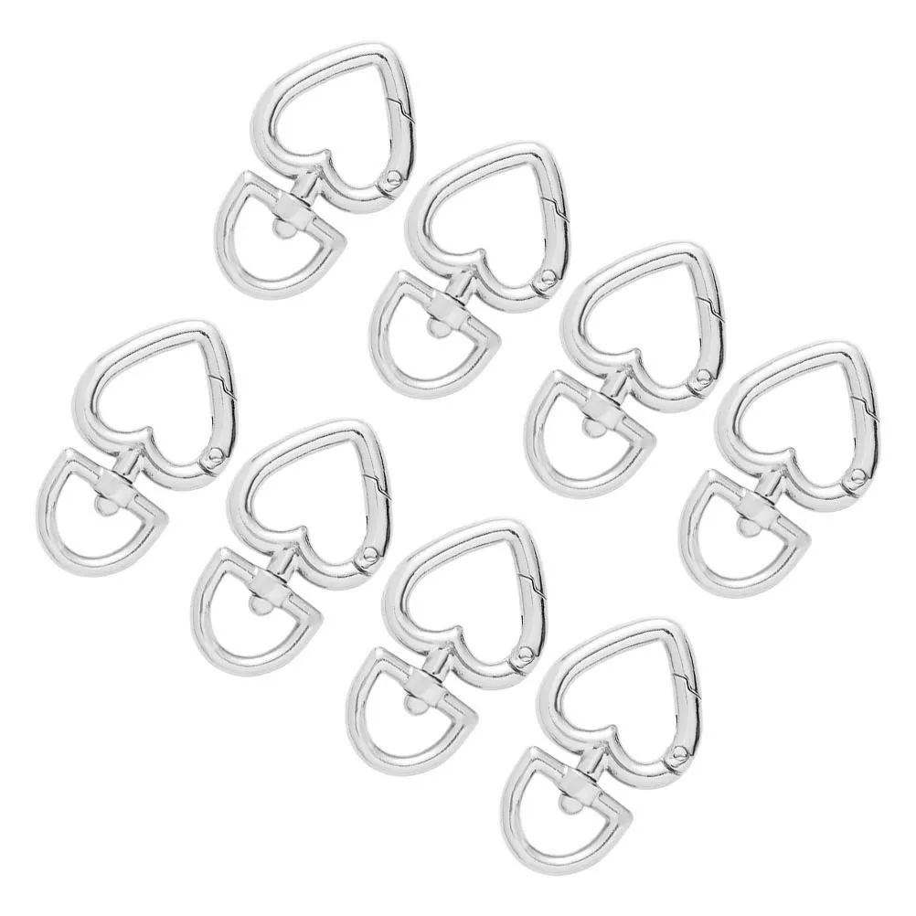 

8PCS Heart Shaped Metal Keychain Clips Zinc Alloy Spring Snap Buckle DIY Craft Accessories Bag Charm Heart Carabiner
