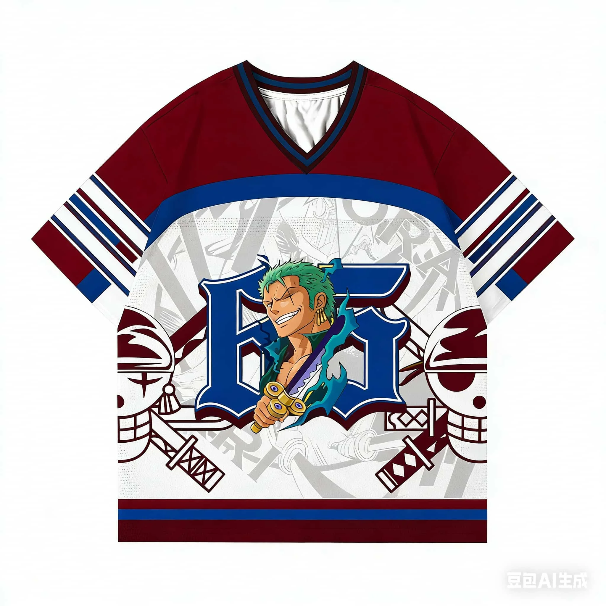 

Футболка-джерси One Piece Roronoa Zoro 2026: летняя, оверсайз, дышащая, винтажная, модная, спортивная, для косплея (Bandai)