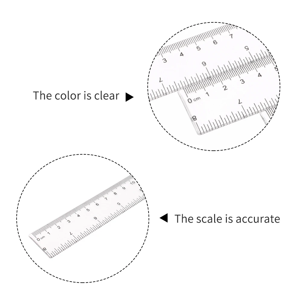 1pc 20cm/8 Inch Plastic Transparent Ruler Simple Straight Ruler Measuring Tool for Student School Office Drawing Stationery