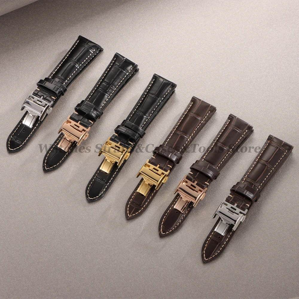 18mm 19mm 20mm 21mm 22mm Rindsleder Uhrenarmband für Longines Uhrenarmband Universal Butterfly Verschluss Armband Ersatz – Detail 3