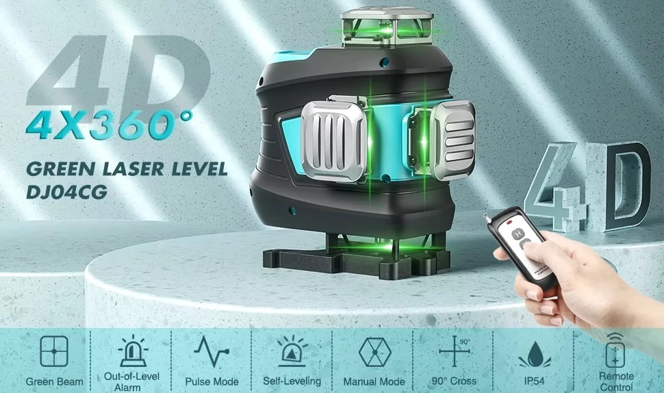 Laser Level 4D 16 Self Leveling Laser Level DJ04DG With Hard Carry Case