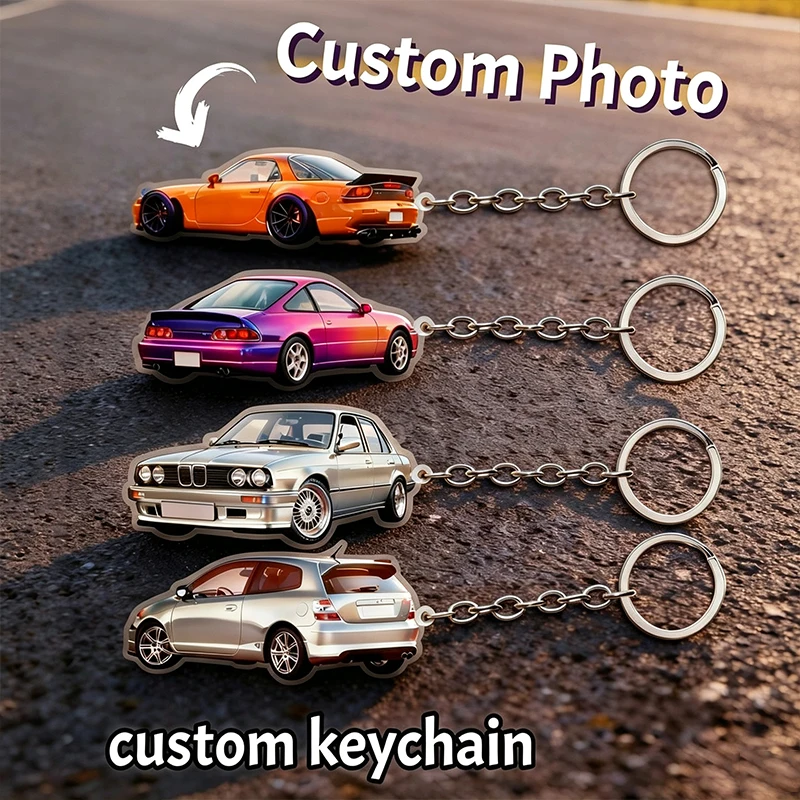 Custom Acrylic Keychain Customizable Photo Image Model Shape Personalized Car Keychains With Medals A Gift With A Personal Photo