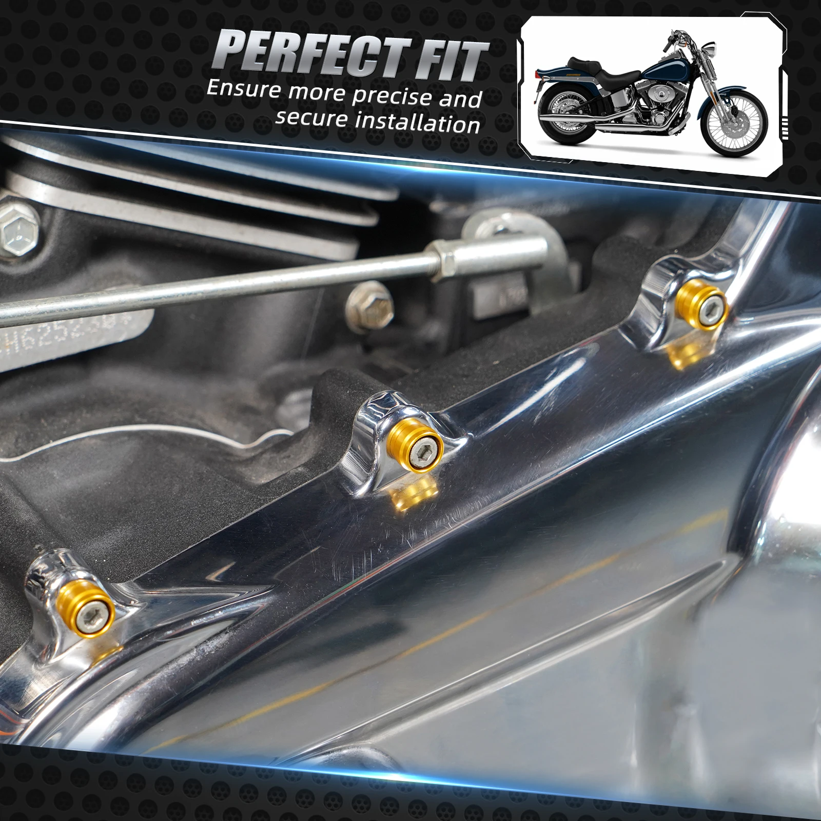 For 2007-2017 Harley Dyna Street Bob FXDB Fat Boy Primary Cover Bolt Decorative Rings for Low Rider 2014-17 Softail Slim 2012-17 image 3