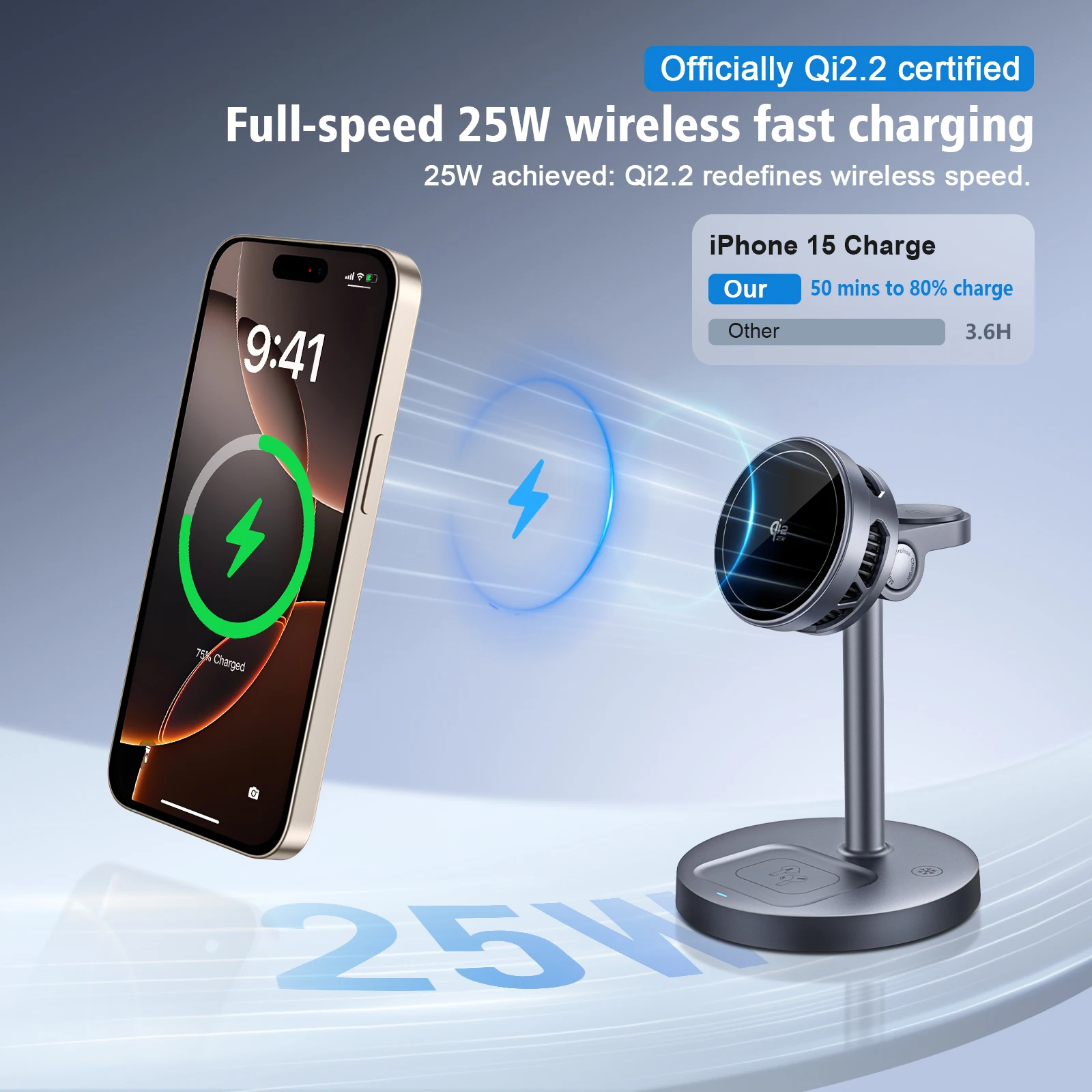 2025 3 في 1 حامل شاحن لاسلكي مغناطيسي TEC تبريد Qi2 شحن سريع لهاتف iPhone 17 16 15 Pro Max Apple Watch 2-8 SE Airpods