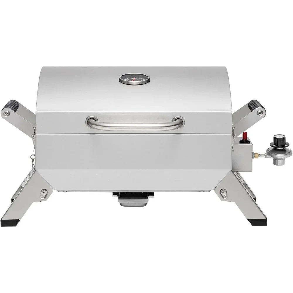 

Stainless Steel Portable Grill with Handles and Travel Locks,Tabletop Propane Gas Grill with Folding Legs,for Picnic Cookout BBQ