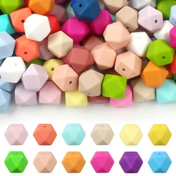 15/25/50pcs 14mm Hexagon Silicone Beads Beads For Jewelry Necklaces Making Bulk DIY KeyChain Pen Decor Accessories