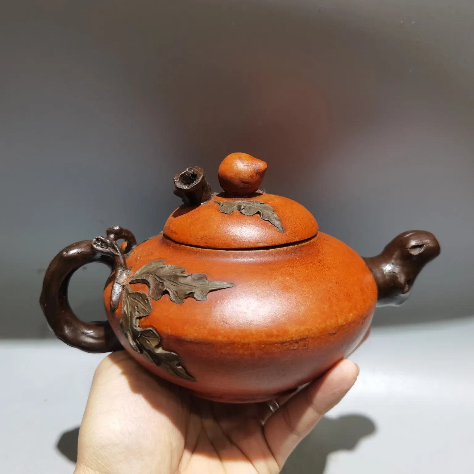 

8 "Китайский Исинский чайник из фиолетовой глины, долголетие, персиковая крышка, дыня, лоза, чайник, чайник, чайник, флакон, богатство