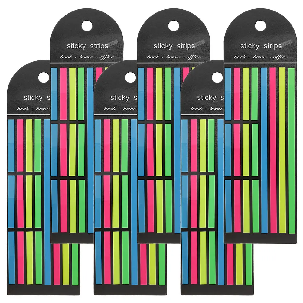 

Набор из 6 флуоресцентных прозрачных цветных полосок-маркеров для чтения и пометок на книгах, блокнотах, закладках, самоклеящиеся