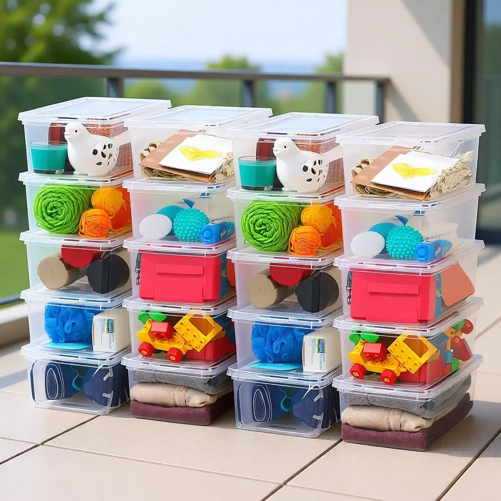 

Набор из 20 прозрачных контейнеров для хранения с крышками, 6 кварт (5,7 л), штабелируемые коробки для обуви, органайзеры для шкафов и полок, для организации класса