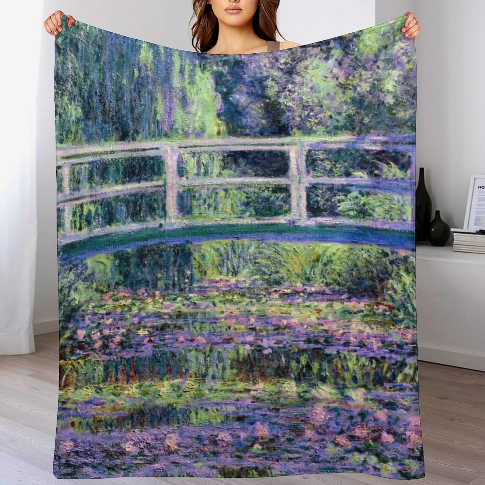 

Claude Monet Water Lilies and Japanese Bridge Painting Throw Blanket Custom cosplay anime Extra Large Throw Blankets