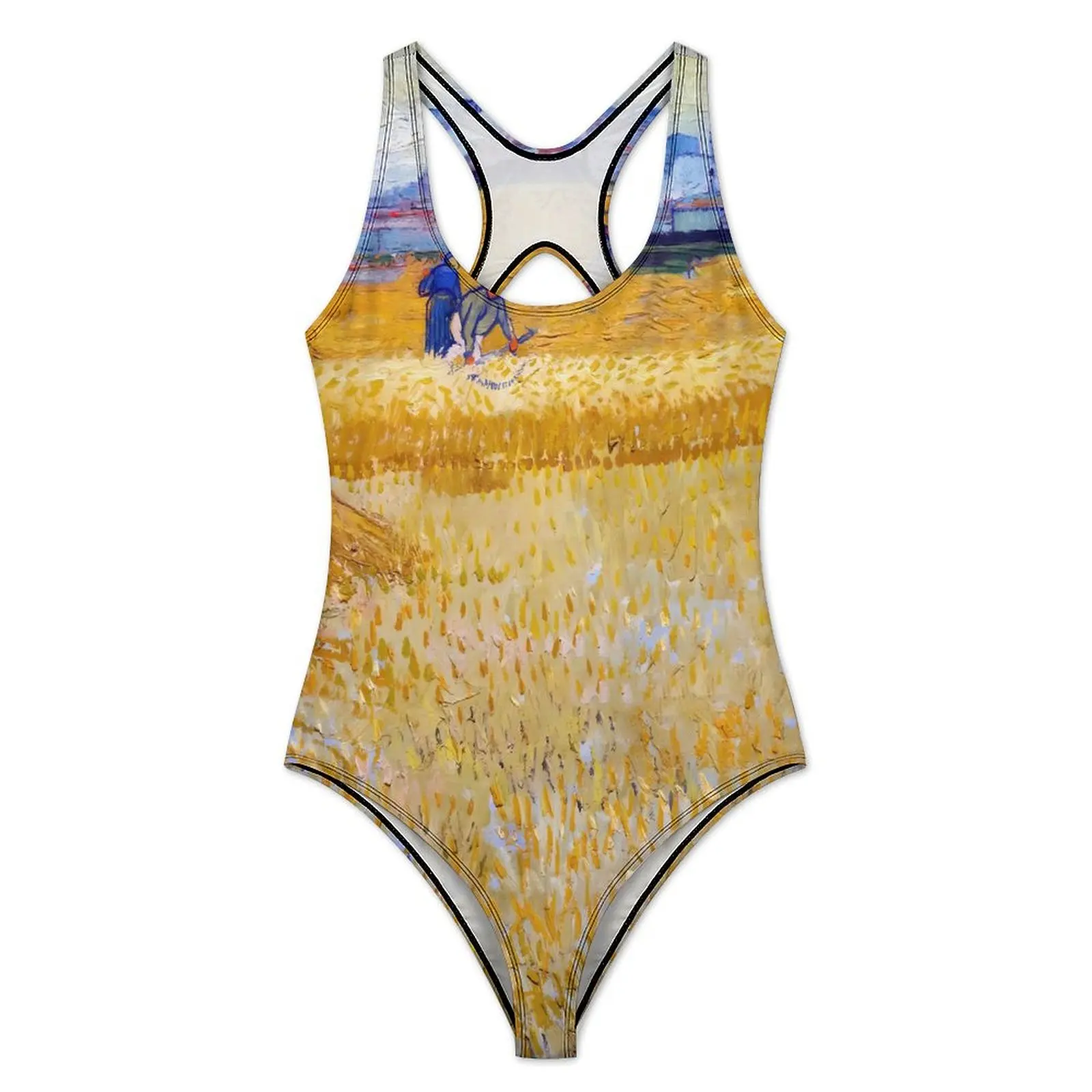 Vincent Van Gogh Swimsuit The Harvesters Swimwear One Piece Holiday Rave Swimsuits Bathing Suits Lady Push Up Sexy Beach Outfits