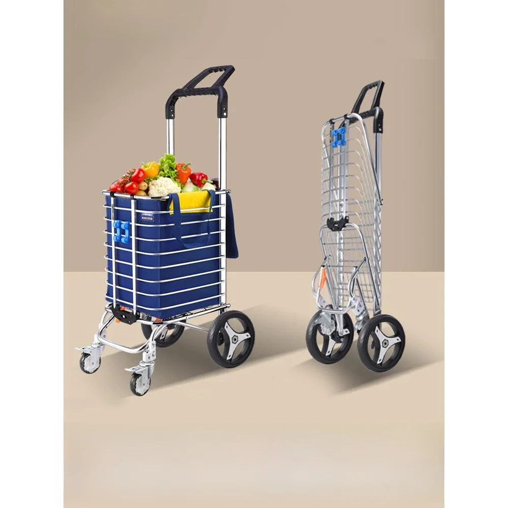 ポータブル軽量手引きショッピングカート野菜購入用小型トロリー階段昇降家庭用高齢者野菜運搬カート
