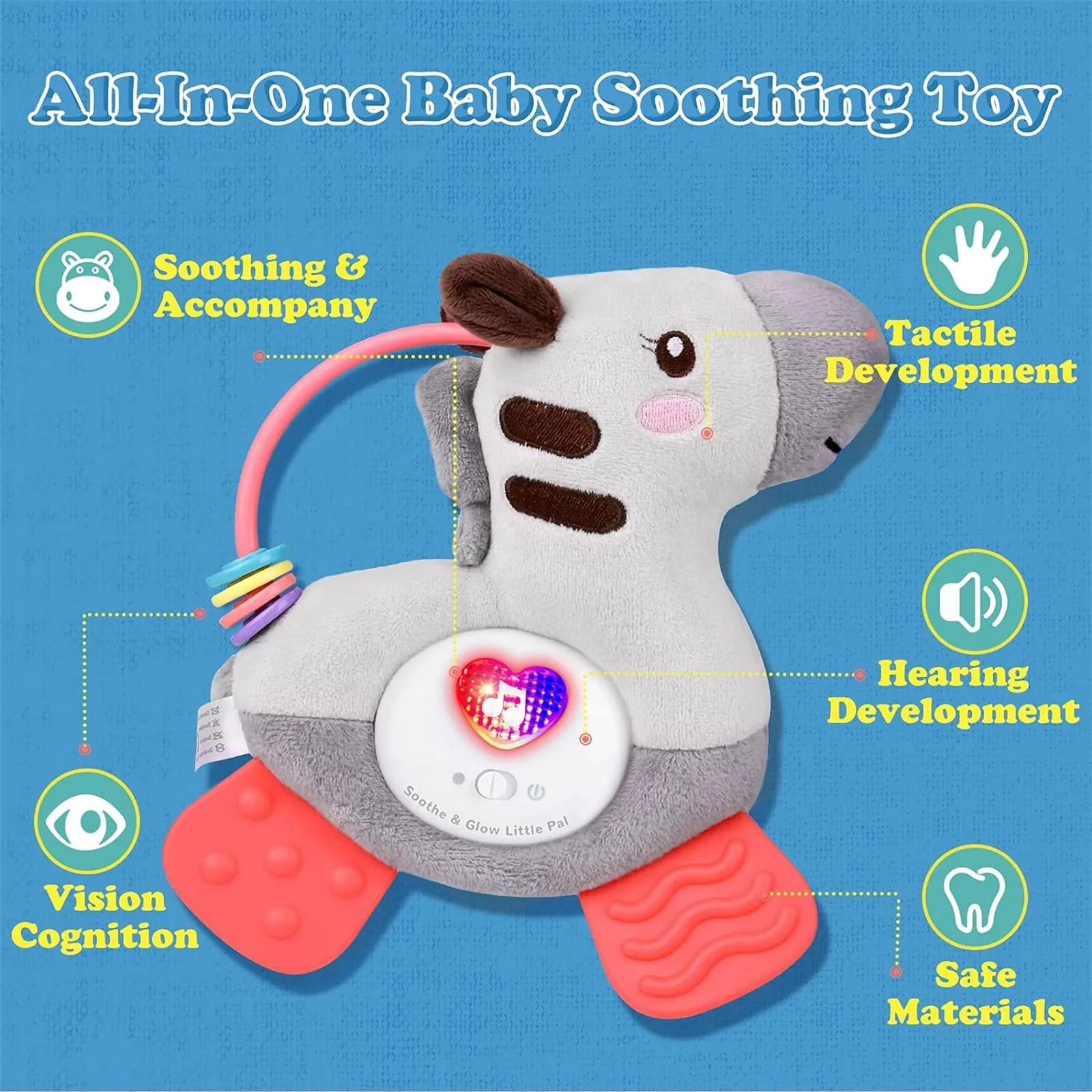 Cochecito de bebé, juguetes eléctricos interactivos y juguetes para cuna, muñeca de peluche, juguetes de peluche para recién nacidos, juguete para la dentición del bebé de 0 a 6 meses con mordedor