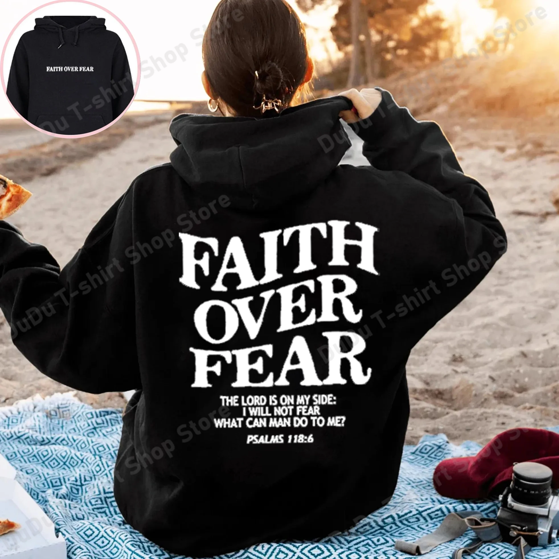 

FAITH OVER FEAR Print Hoodies for Men Women Casual Long Sleeve Hooded Sweatshirts Hip Hop Harajuku Hoodie Y2k Men Tops Hoodie