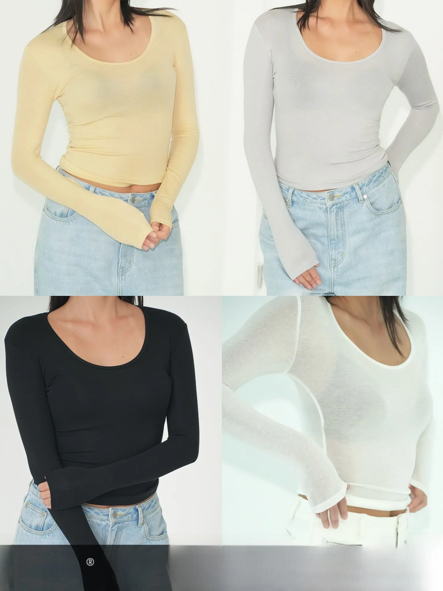 

WellD Australian Merino Wool Lyocell Silk Large Spoon Collar Slim Fit Micro Translucent round Ne T Classic Versatile Ladies...