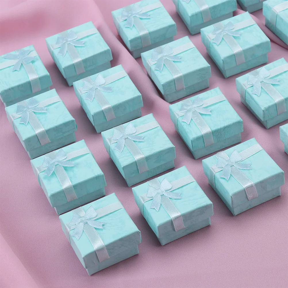 

30PCS Jewelry Boxes Earring Case Storage Organizer Gift Packaging Hard Paperboard Bowknot Necklace Bracelet Candy Box Wedding