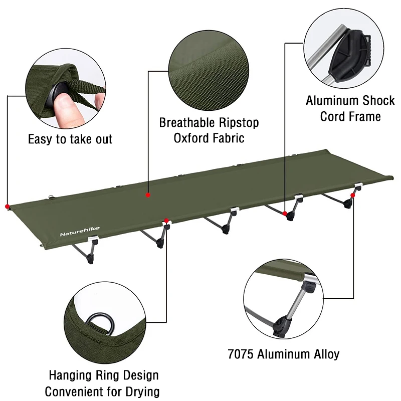 سرير تخييم فائق الخفة من Naturehike سرير للتخييم في الهواء الطلق على الشاطئ والسفر خيمة للنوم والصيد سرير قابل للطي وسرير قابل للطي