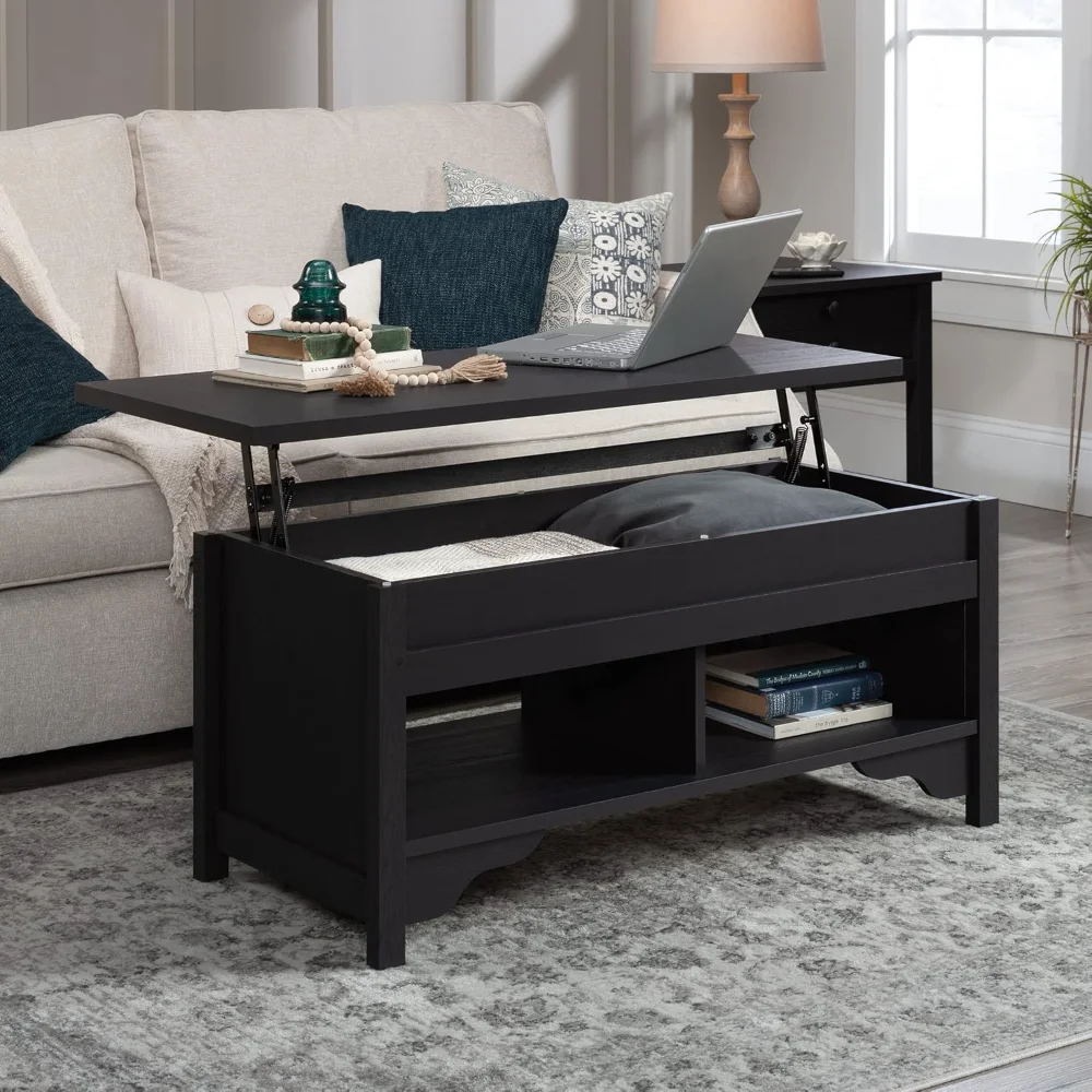 Sauder Dawson Trail Lift-Top Coffee Table with Open Shelf, Raven Oak Finish