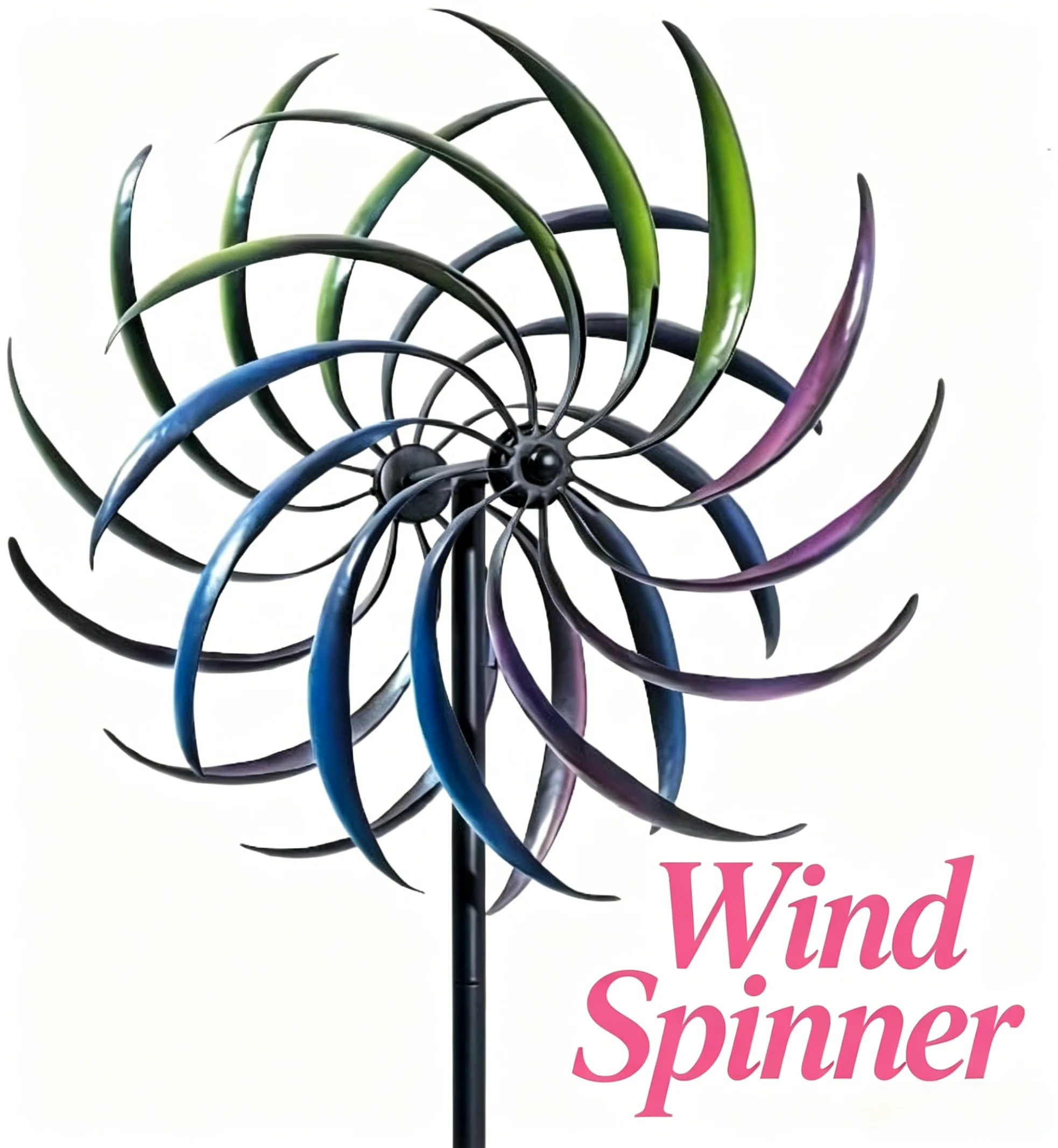 Dofiki Großer Metall-Windspinner mit 360°-Drehung °   Rotierende Windmühle mit zwei Flügeln, bunte kinetische Gartenskulptur, Gartendekoration für den Außenbereich, geeignet für Garten und Rasen,