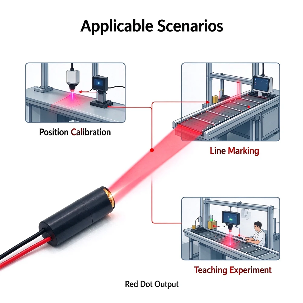8x21mm 650nm Red Dot Laser Module DC24V Internal Adjustable Focusing 0.5mW 1mW 5mW Industrial Positioning Red Light Laser Module