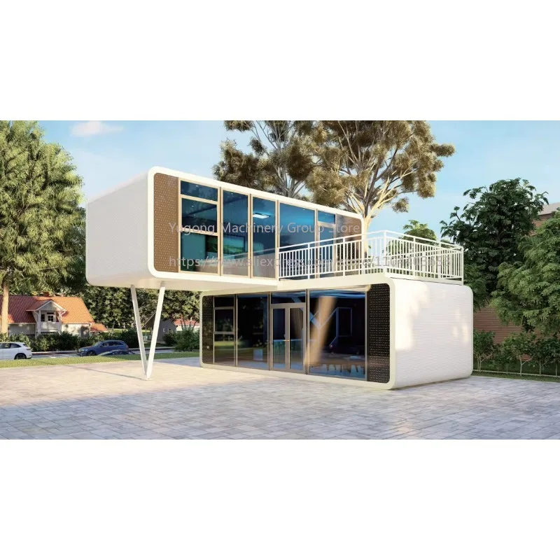 Luxury 2-Floor Tiny House Apple Capsule Cabin Mobile Home Fast Construction Steel Frame for Villas