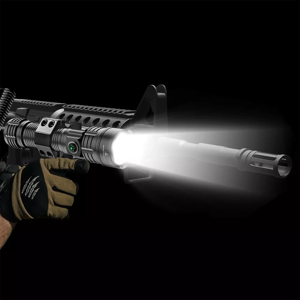 Linterna táctica IP65 de alto lúmenes, 3 modos, batería recargable, luz LED para arma de aleación de aluminio con montaje en riel Picatinny deportivo