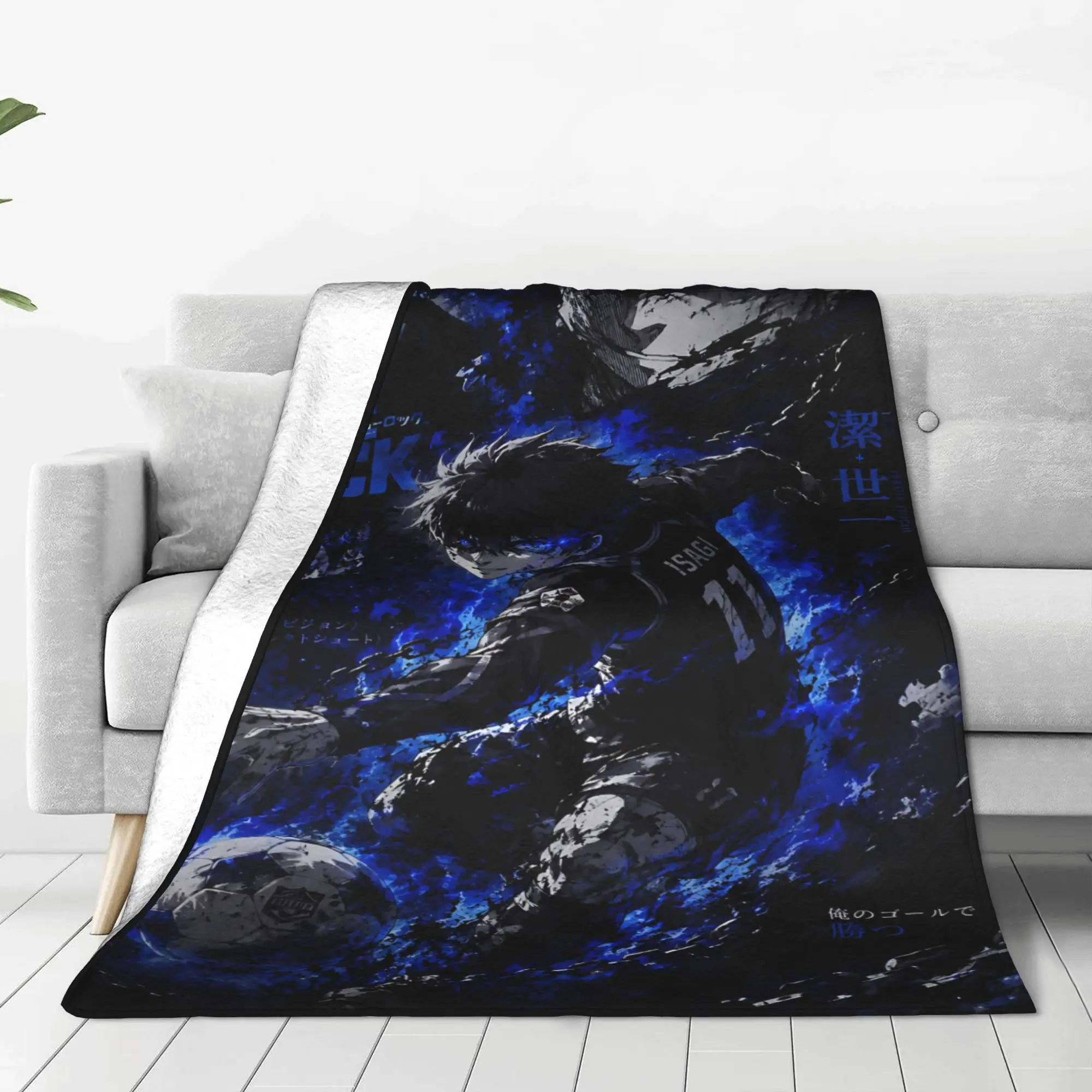 1PC Blue Lock Football Anime  home room decorations Winter Blankets for Adults Bedding Home Interior Sofa Knee