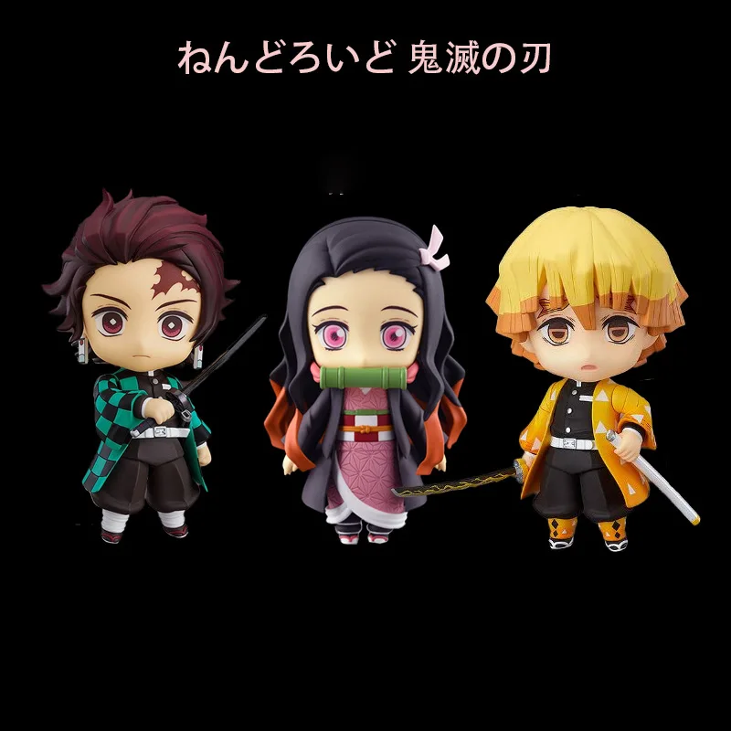 

10 см аниме Demon Slayer Kimetsu No Yaiba Agatsuma Zenitsu Nezuko Tanjirou фигурки героев Kawaii ПВХ фигурка модель игрушка в подарок