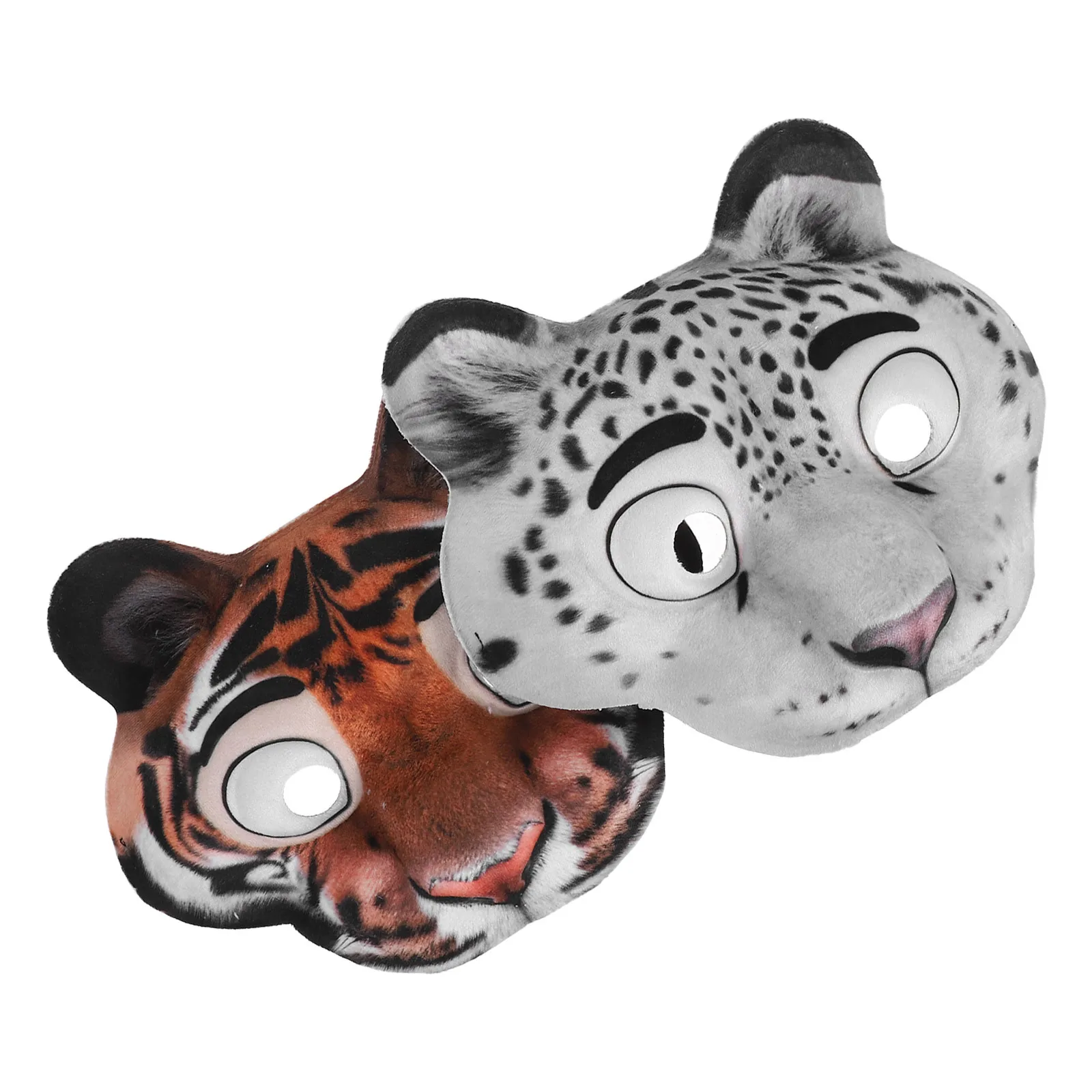2 stuks dierengezichtsmaskers Halloween bedrukte tijger sneeuwluipaard cosplay party carnaval masker voor kinderen volwassenen kostuum