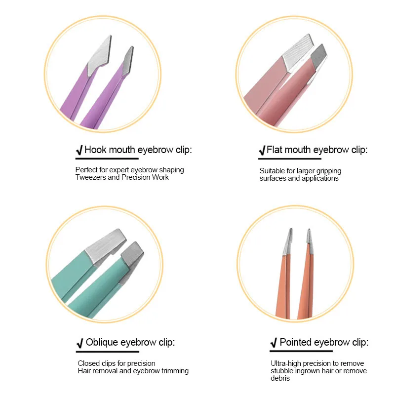 1PC Eyebrow Tweezers Hair Slanted Puller Stainless Steel Eye Brow Clips Hair Removal Makeup Tool Slant Tip Eyelash Tweezers