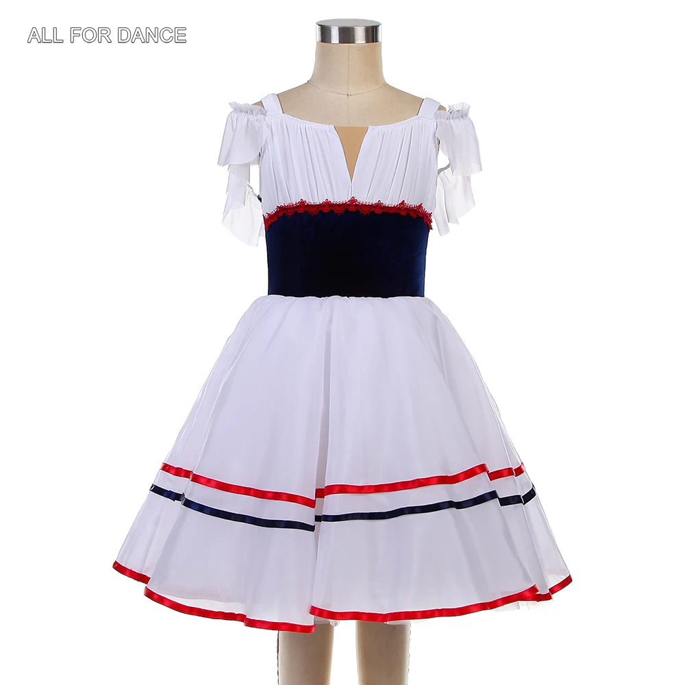 

26007 Романтическая длинная балетная пачка для взрослых девочек, темно-синий бархатный топ, лиф с белой мягкой тюлевой юбкой, сценические костюмы