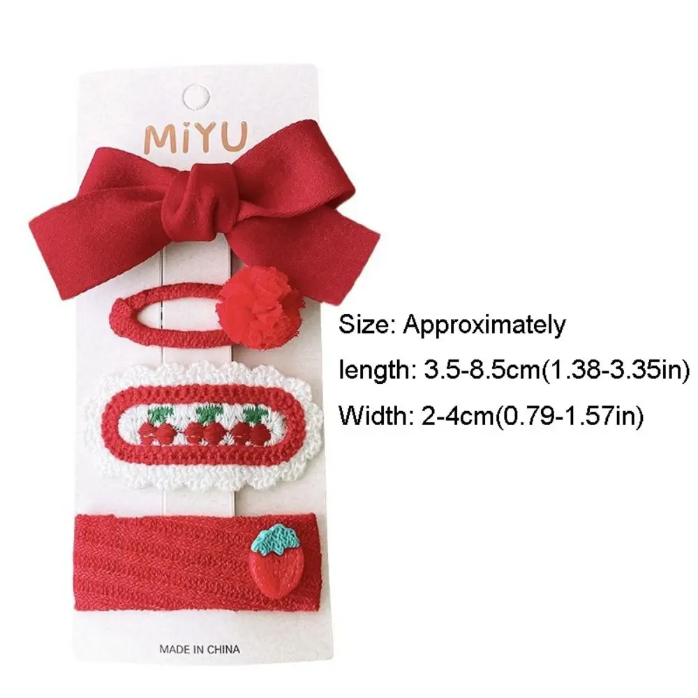 4PCS Cute Christmas Red Hair Pins New Years Barrettes Bows Hair Clips Bowknot BB Clips Hair Accessories