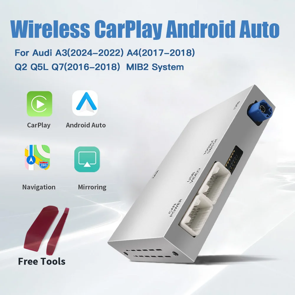 AUTOABC Wireless  CarPlay Android Auto Interface for Audi A3 A4 A5 Q2 Q7 Q5L 8V with Mirror Link AirPlay Reverse Camera Navigati