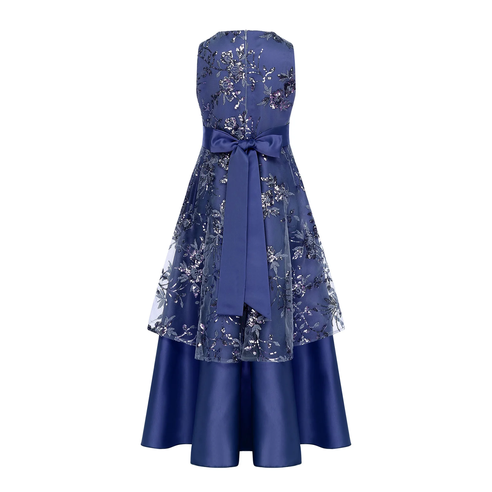 

Kids Girls Embroidered Mesh Chiffon Dress Sequined Flower Girl Dress For Evening Wedding Birthday Party Kids Gorgeous Ball Gown