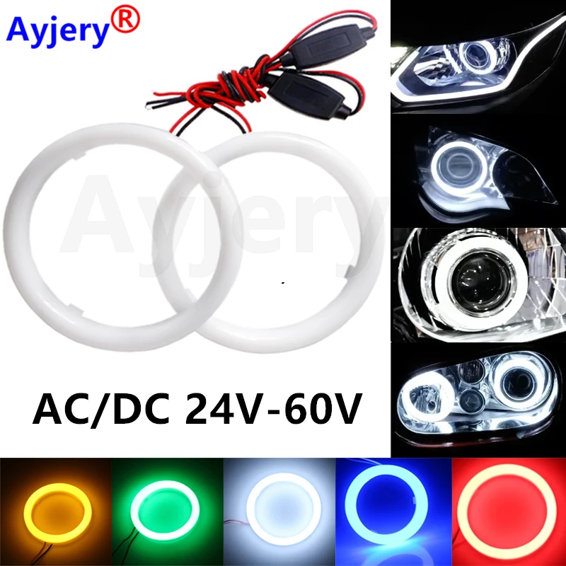 

1 шт. 24 В-60 В COB Ангельские глазки с хлопковой оболочкой 60 мм 70 мм 80 мм 90 мм 95 мм Светодиодная фара Автомобильное кольцо Halo Автомобильные фары 100 мм 110 мм 120 мм