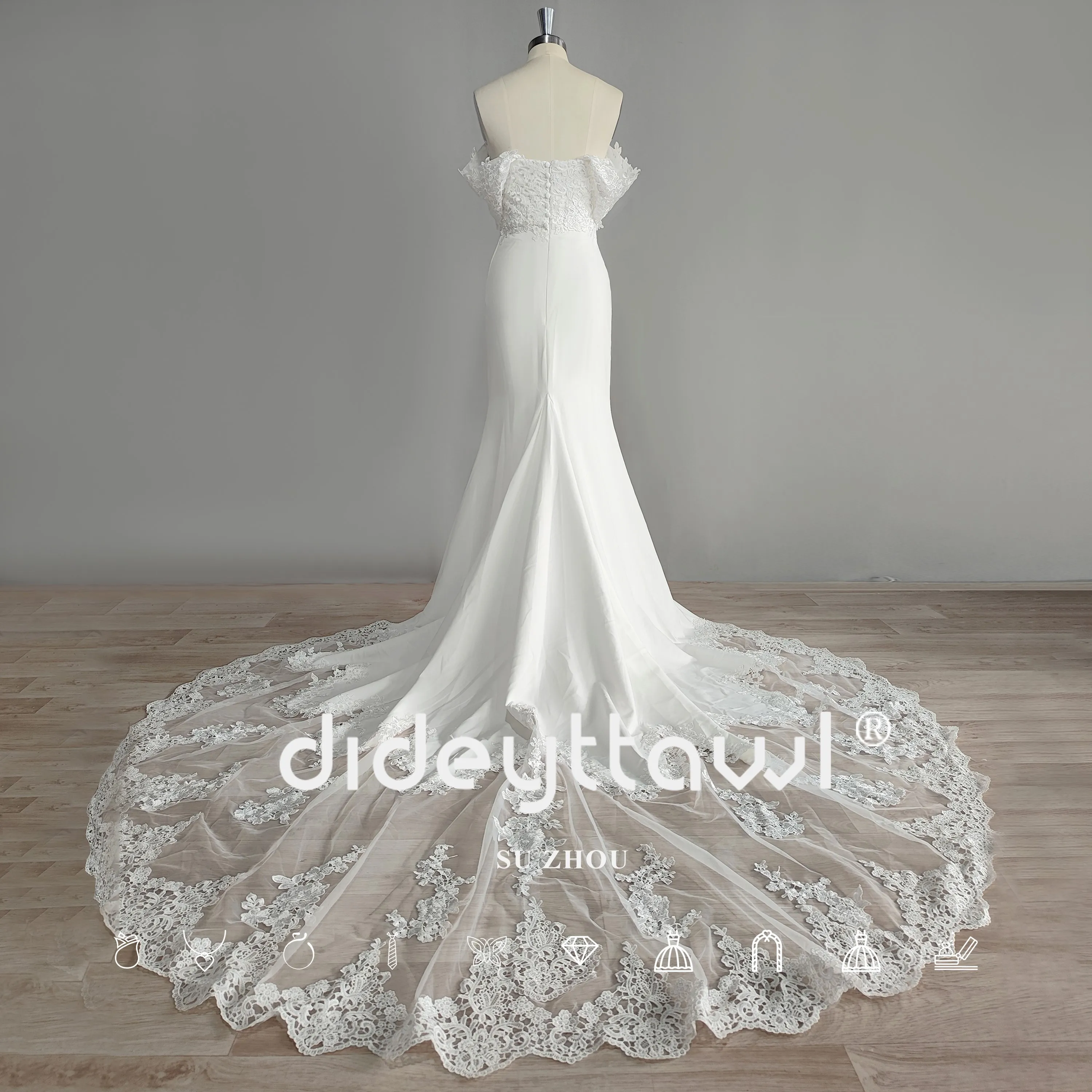 DIDEYTTAWL Real Picture Off Shouder Mermaid Wedding Dress 2023 Sweetheart Lace Appliques Court Train Bridal Gown