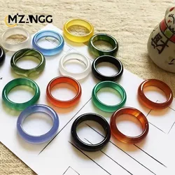 Primary Color Natural Agate Ring Men's and Women's Gift Ice Variety Multi-color Chalcedony Agate Ring Ring Fashion Jewelry