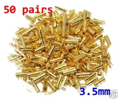 50pairs 3.5mm Gold Bullet Connector for multicopter Align Trex 450 250